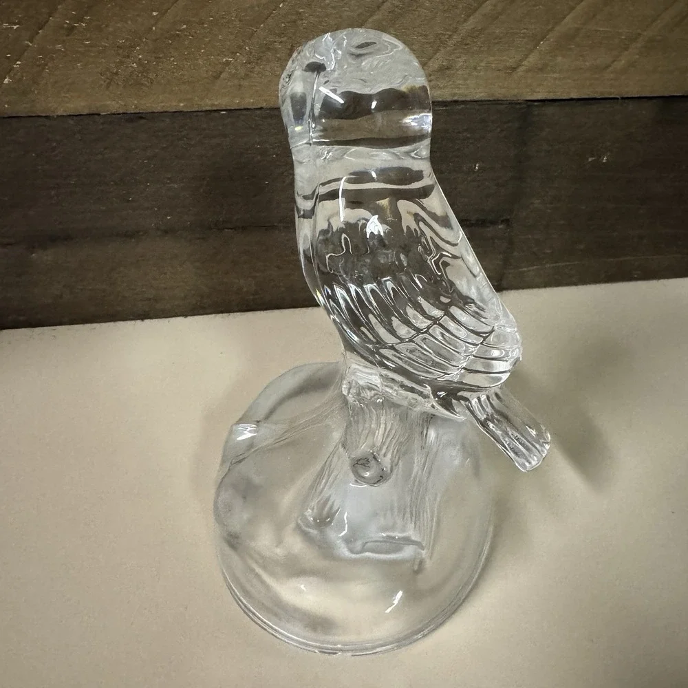 Lead Crystal Owl on Branch Frosted‎ Base 5.5